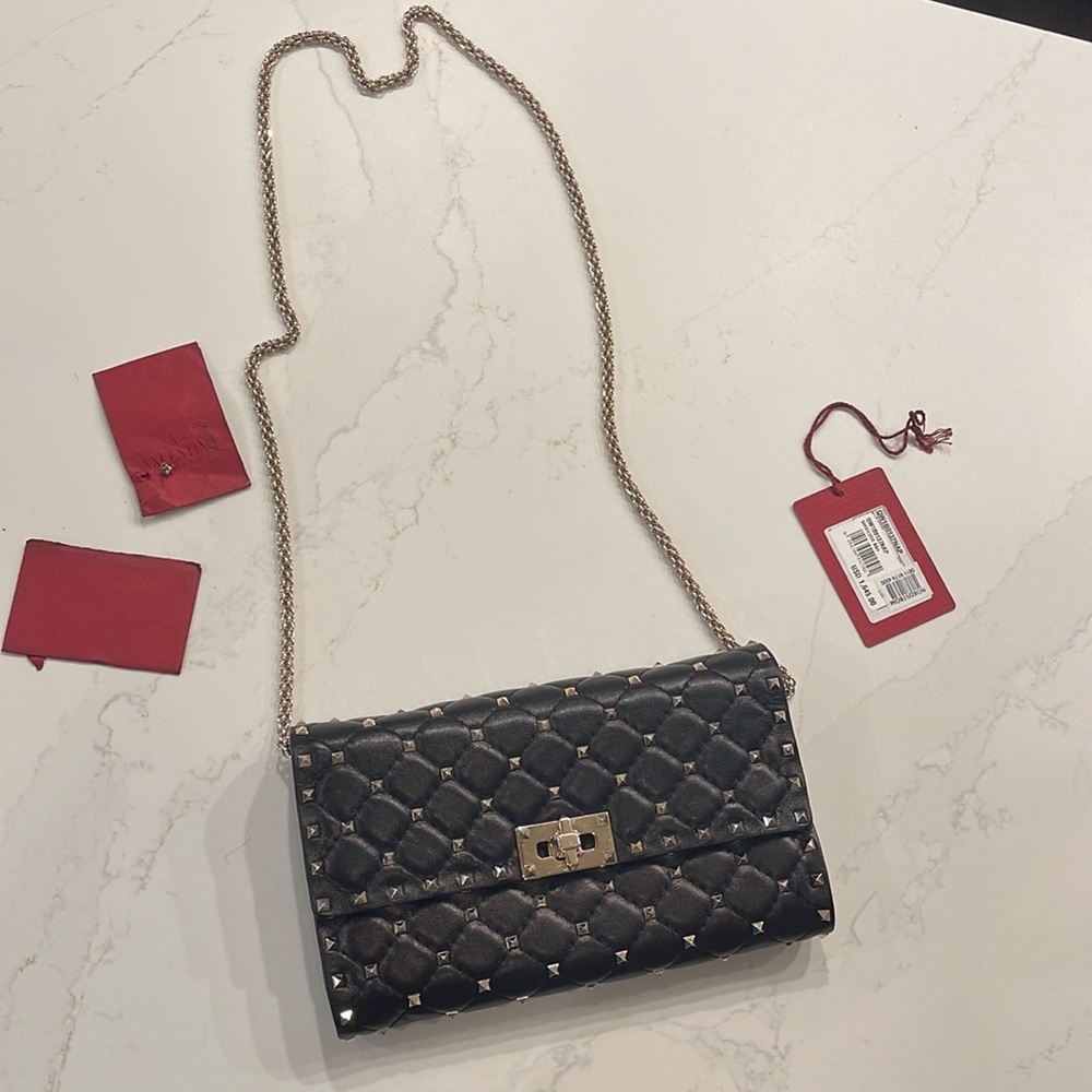 Gorgeous (Used 1 Time) Valentino Black Studded Clutch Handbag Purse